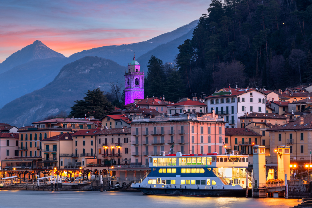 Bellagio, Italy on Lake Como at twilight.
