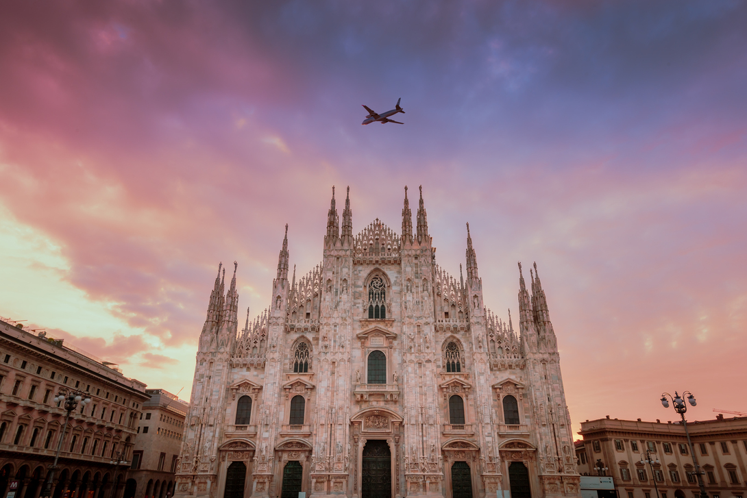 Milan Cathedral (Duomo di Milano) with blue and purple sky durin